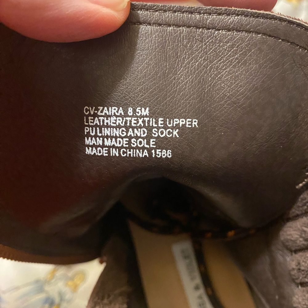Chelsea and Violet Zaire Leather Suede Platform Boots Lug Sole Brown Black 8.5 M - Picture 7 of 12
